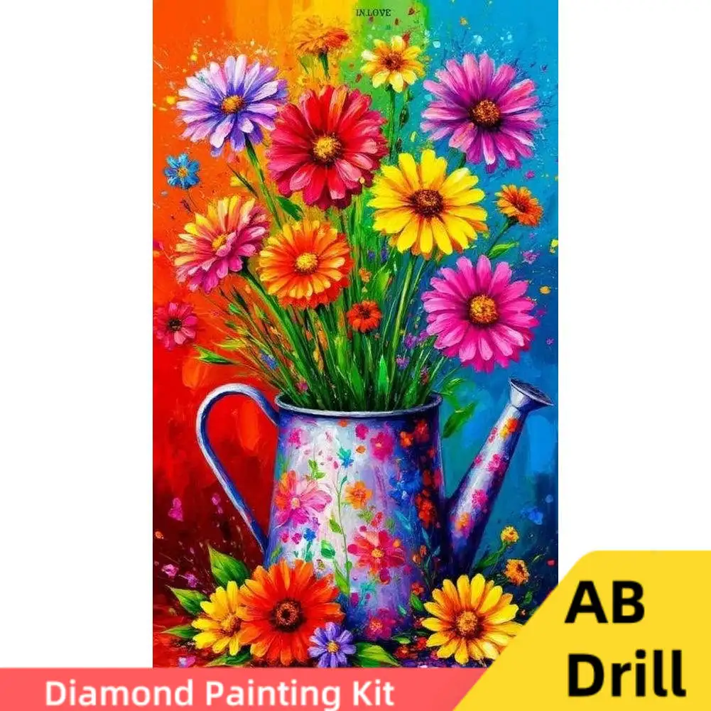 

AB Drill 5D Diamond Painting Kits for Adults Bouquet of Cosmos Garden Flowers , Full Drill Diamond Art Summer Bloom Decor