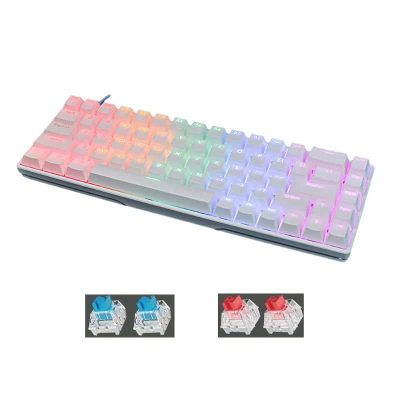 

T68 Corded Gaming Keyboard for PC Gamers RGB Backlit LED Mechanical Keyboard Dropship