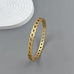 Punk style chain hollow stainless steel gold-plated women's bracelet, high-quality waterproof metal bracelet, party jewelry