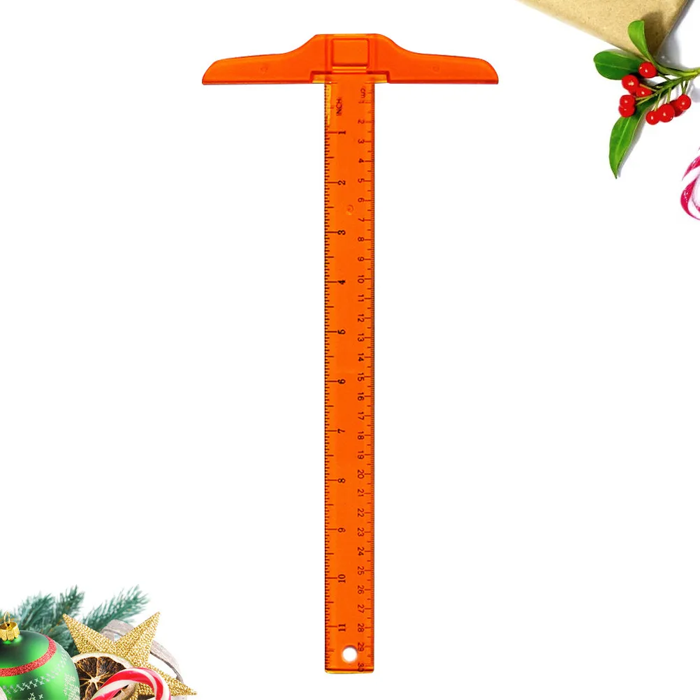 

2Pcs T-Square Plastic Ruler 30Cm Double Scale T Shape Measuring Tool for Office School Engineer Architect Drawing Orange