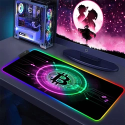 Bitcoin Backlit Teclado Mouse Pad, Tapete Anime, Tapete Rgb, Acessórios LED Gamer, Gabinete de computador Mats, Mesa, PC, Laptops Gaming