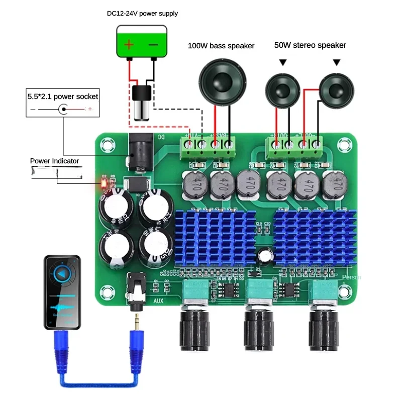 SOTAMIA-لوح مضخم صوت رقمي ، مضخم صوت ، TDA3116D2 ، طاقة عالية ، 50 واط × 2 + W ، مدخل AUX ، قناة