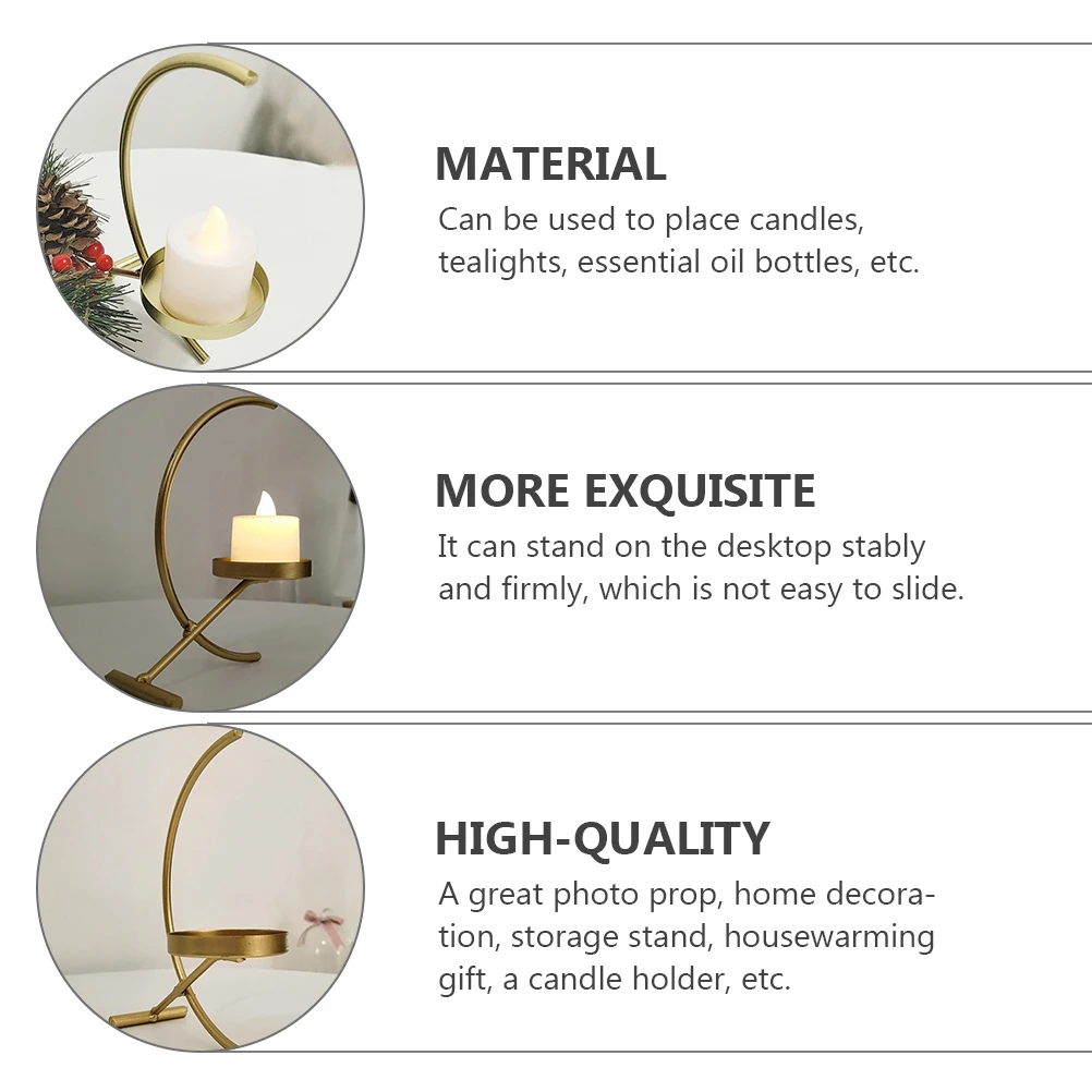 

Semi-Circular Moon Holder Nordic Style Tabletop Decoration For Xmas Indoor Use Iron Display Stand Decorative Stick