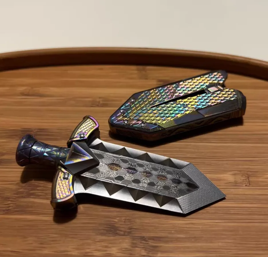 Used EDC TiNB Lake Light Sword Timascus Malone Scale Colorful Dragon Style fidget slider decompression toy