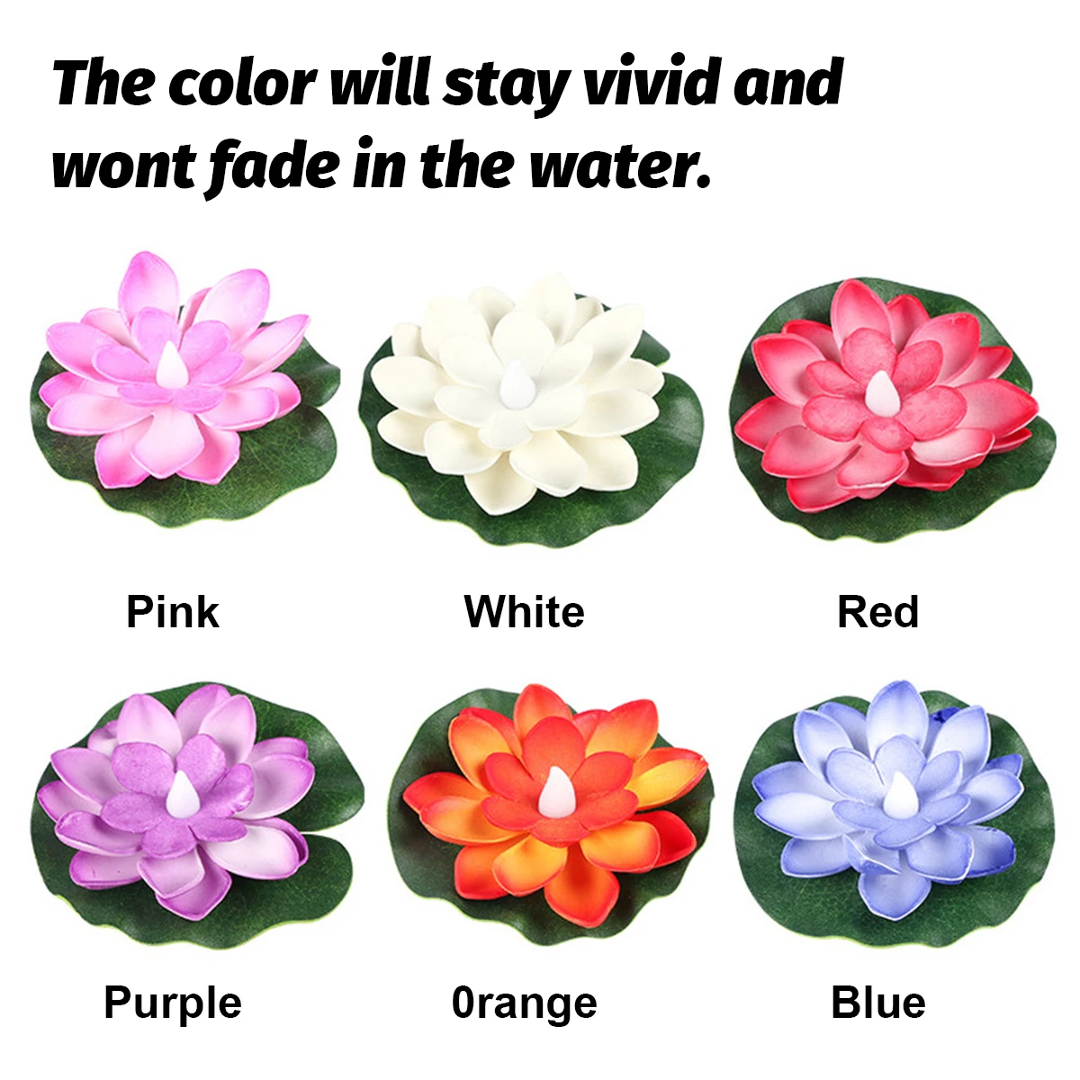 15 / 10cm Diwali Floating induction Lotus Light LED rose bleu violet orange blanc batterie alimenté fleur imperméable à l'eau