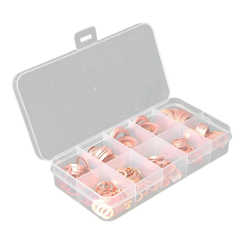 

-A65I 200 шт. фиолетовая медная прокладка сальника в штучной упаковке уплотнительное кольцо прокладка медная шайба прокладка