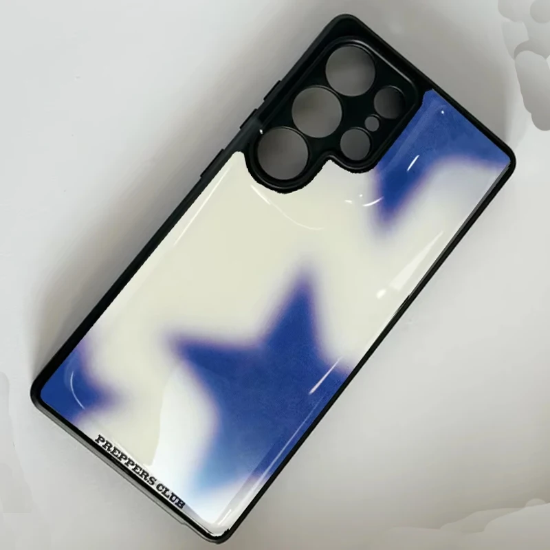 Korean Ins Blue star gradient Epoxy Drop Glue Phone Case For Samsung Galaxy S23 FE S24 PLUS S25 ULTRA S26 EDGE Hydrogel Cover view 5