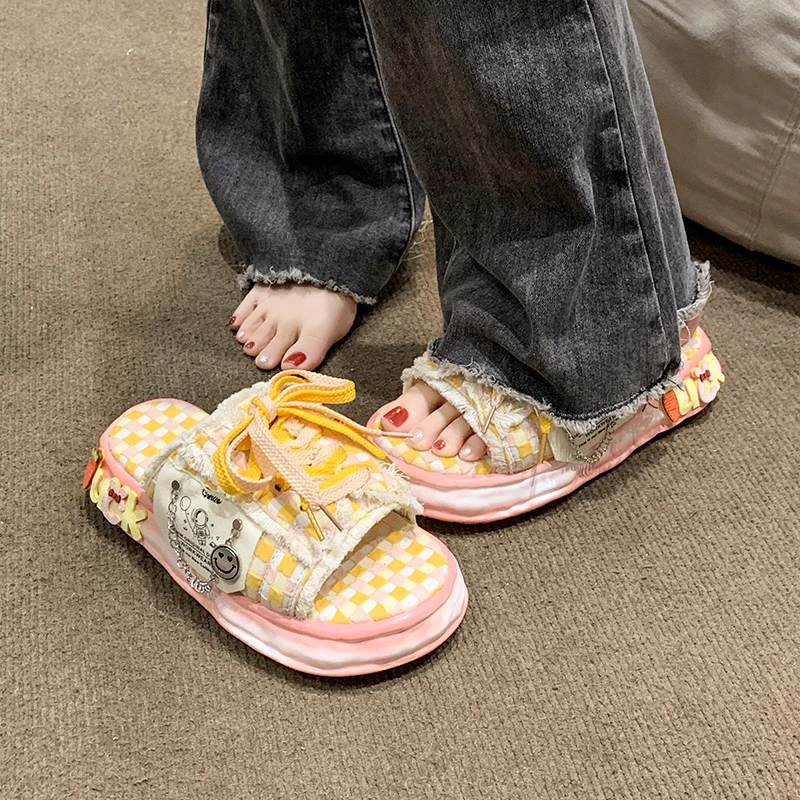 Sandales d'été pour femmes, pantoufles à plateforme, sabots, chaussures de jardin, toboggans pour documents bonbons, tongs d'extérieur décontractées