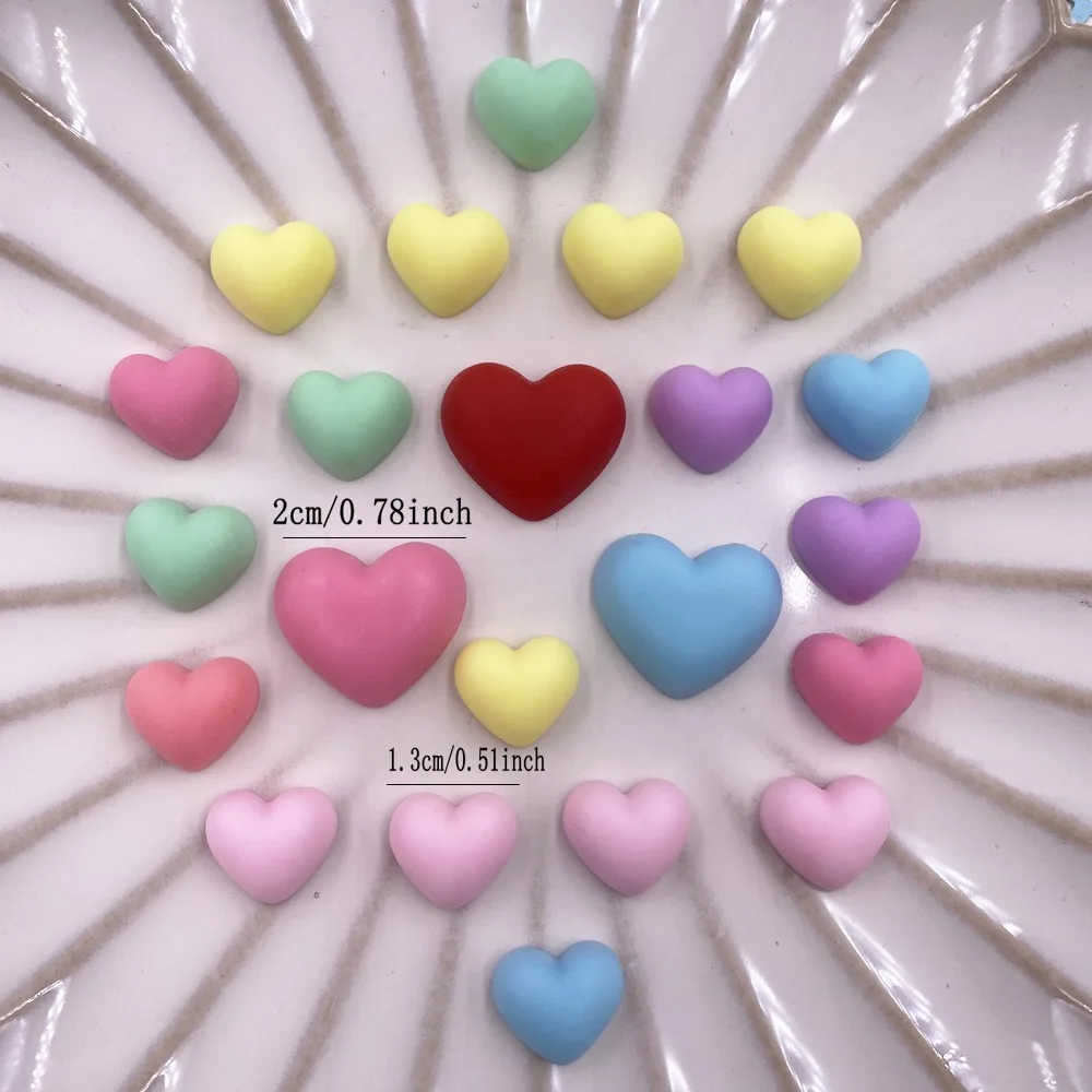 13mm 20mm Resin Macaron Candy Colors Heart Gems Flatback Stones Scrapbook Wedding Applique DIY Jewelry Making Crafts Accessories