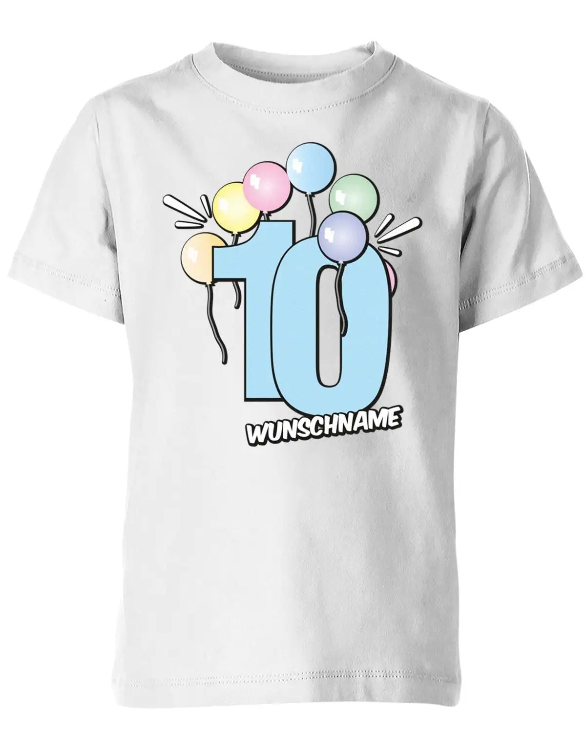 T Shirt 10 Geburtstag Pastell Luftballons Personalisiert Mit Name Für Junge Und Mädchen