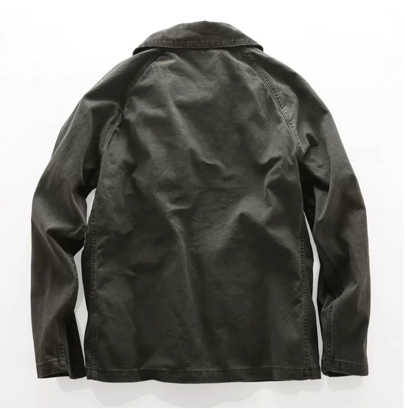 Autumn and Spring Medium-Length Dual-Pocket Functional Canvas Jacket for Men