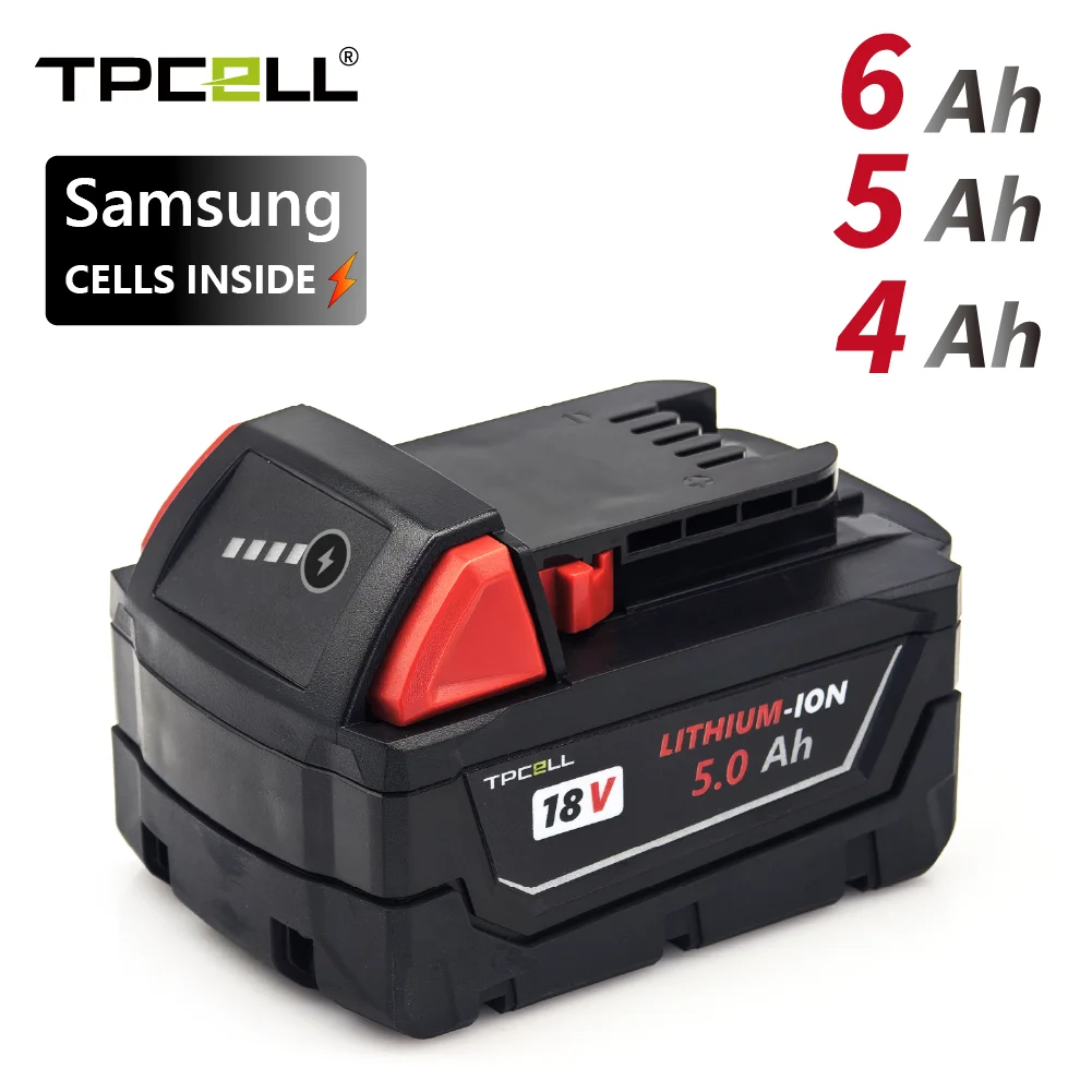 TPCELL Milwaukee M18 4Ah/5Ah/6Ah Battery 18650 High Output