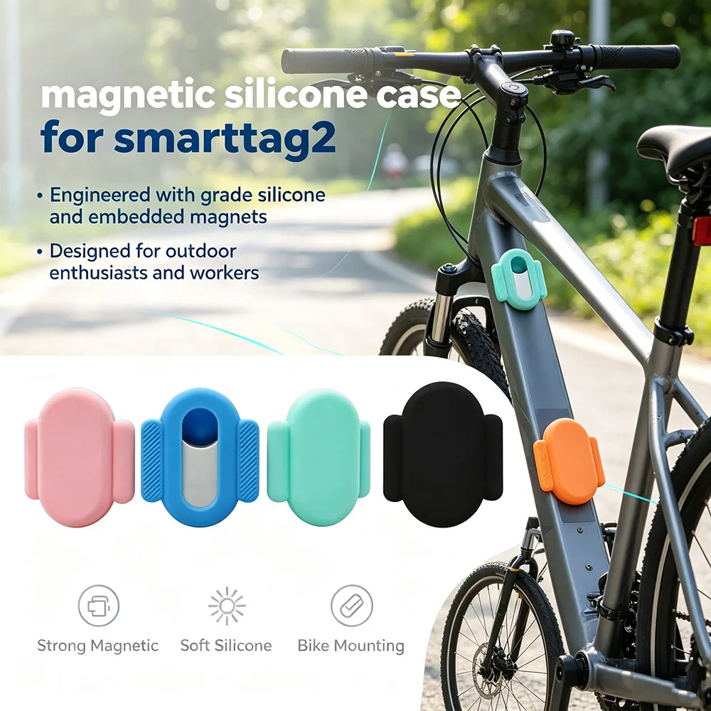 For Samsung Smart Tag 2 Silicone Protective Case Magnetic Holder Anti-loss Tracker for SmartTag2 Waterproof Cover Bike Drones