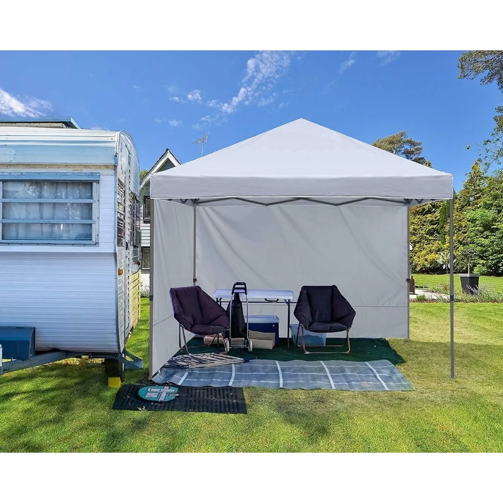 Easy Pop up Canopy Tent with 2 Sidewalls for Outdoor Sun Blocking or Rain Protection,10x10, White