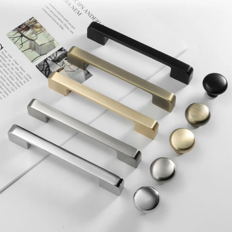 Zinc Aolly Black Cabinet Handles Wardrobe Kitchen Cupboard Pulls Drawer Knobs Fashion Furniture Handle Door Hardware