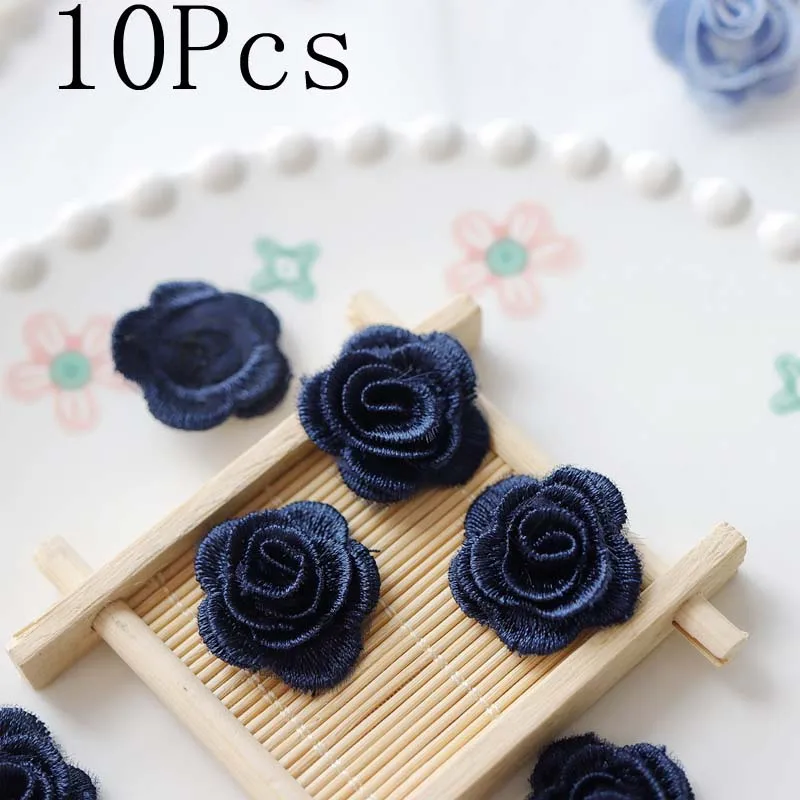10 Stück Rosenblüten-Applikationen zum Aufnähen, DIY-Stoffapplikationen für Hochzeitskleider, Haarspangen, Kopfschmuck, Dekoration, 3 cm breit – Detail 3