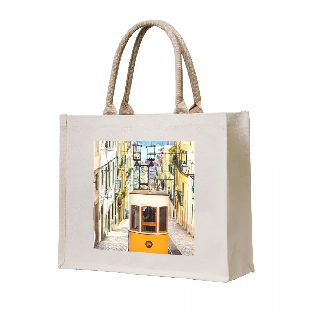 

The Bica elevator at Bairro Alto, Lisbon, Portugal Tote Bag Cloth bags shopper bag women Portable shopping bag Shopper