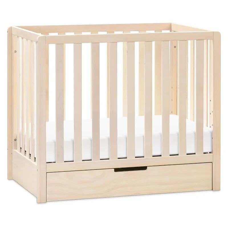 Carter's by DaVinci Colby  Convertible Mini Crib with Trundle Drawer in Washed Natural Greenguard Gold Certified