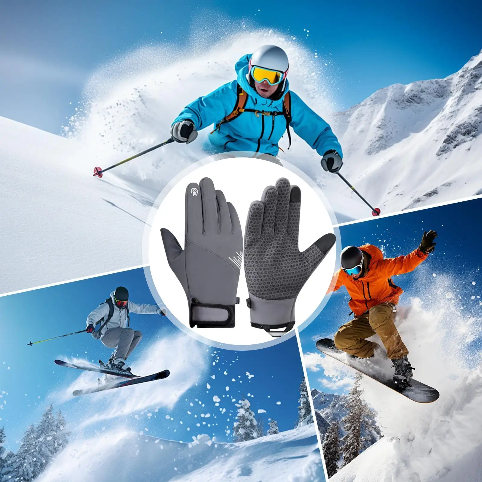 قفازات دافئة مقاومة للرياح تعمل باللمس للطقس البارد والعتاد قفازات الثلج للجري وركوب الدراجات والمشي لمسافات طويلة والقيادة والمشي الكتابة والفريزر #2