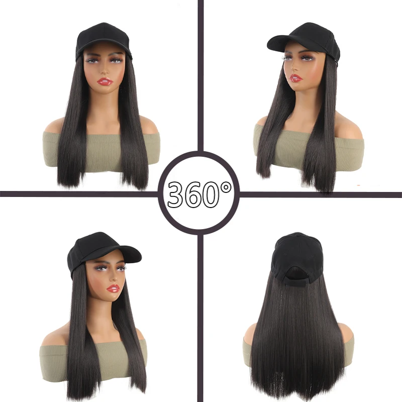Hat Integrated Wig Duck Tongue Cap Long Straight Hair With Hair Baseball Cap Wig Suitable for Women's Daily Wear