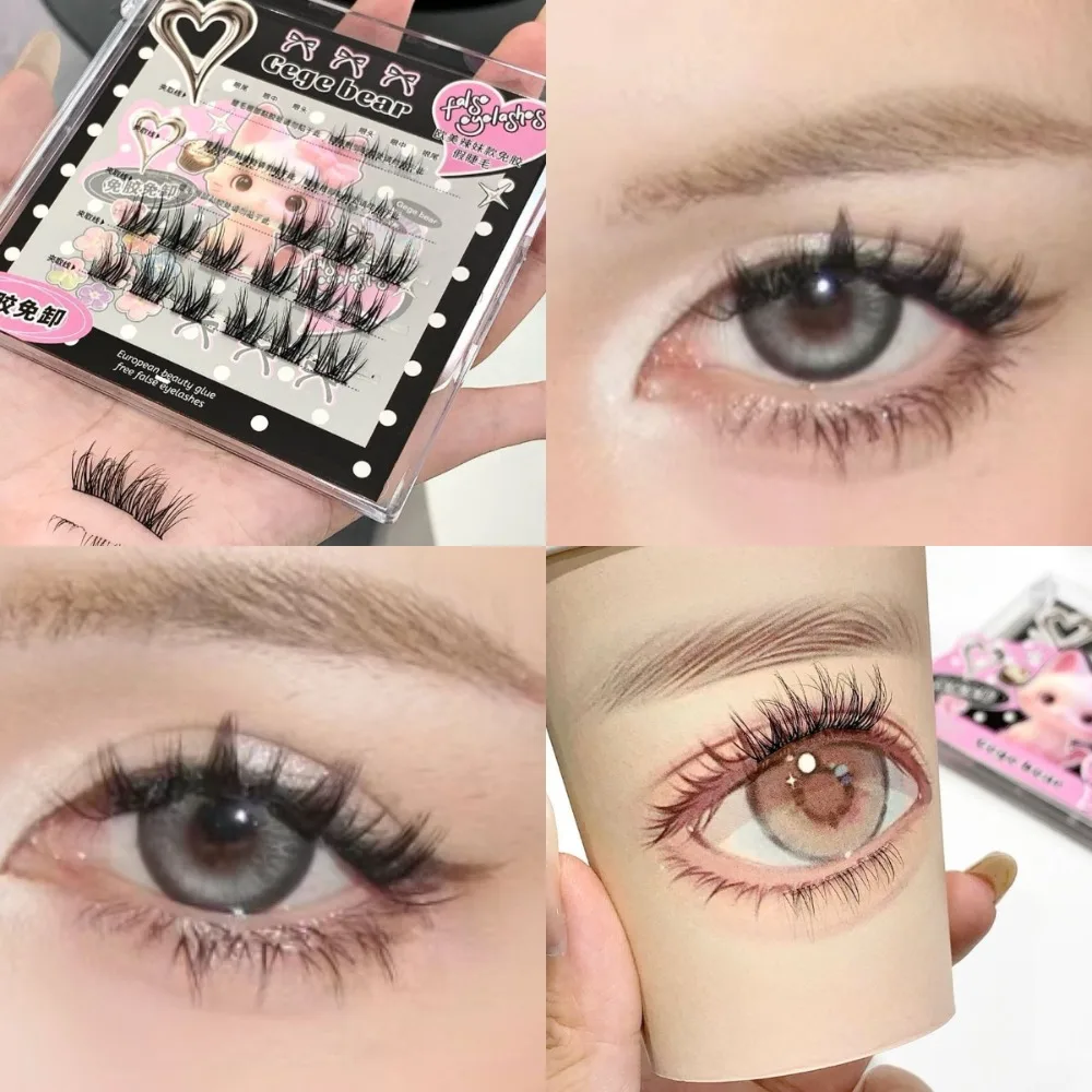 Moda diy auto-adesivo lash clusters fino mangá adesivo cílios postiços reutilizáveis extensão cola livre cílios falsos senhora