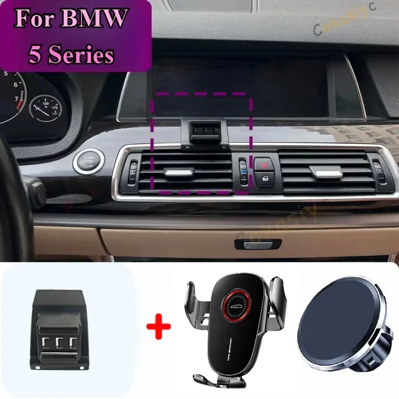 Para bmw série 5 5gt f07 2010-2017 suporte magnético do telefone do carro montagem magnética suporte de telefone de carregamento sem fio base de supor