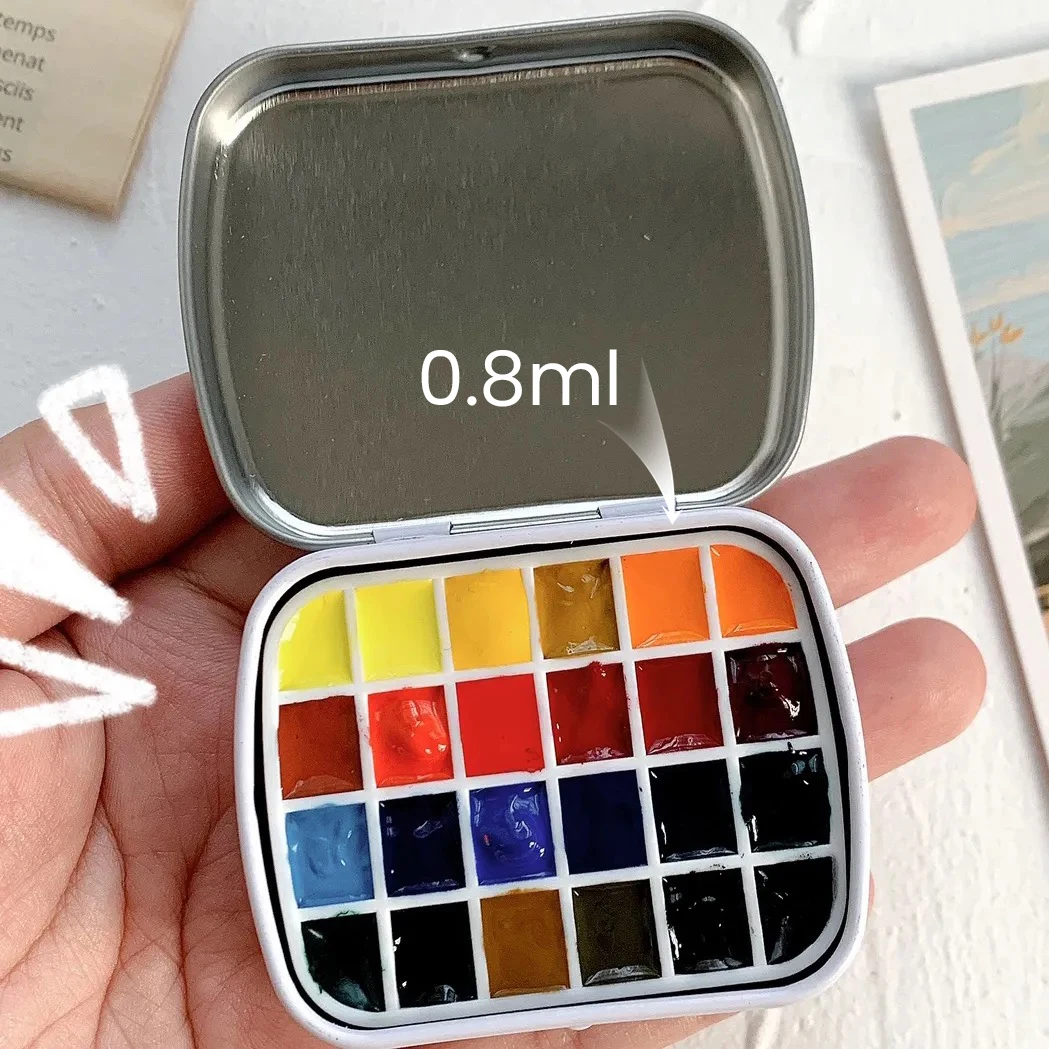 24 Grid Empty Watercolor Palette Tin, Tiny Travel Watercolor Palette Tin, Cute Mini Palette Perfect for Travel, Mini Paint Set,