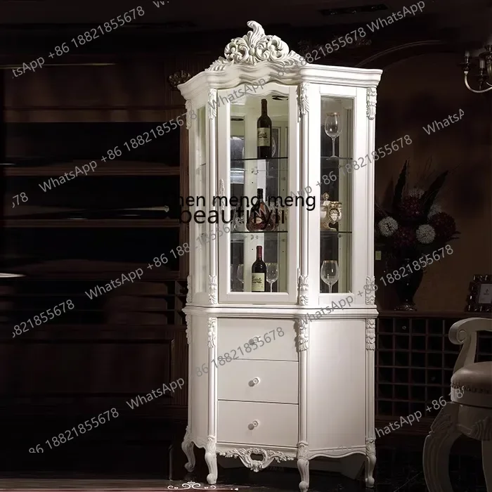 C85 European-Style Carved Corner Display Wine Cabinet Household Triangle Corner Glass Decorative Jewelry Jewelry Cabinet