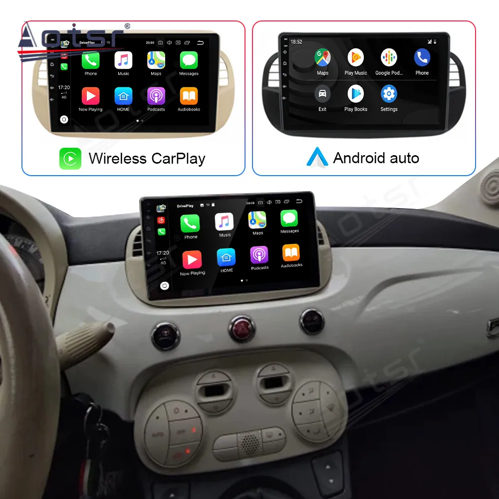 12.3 Inch Carplay Android 13 For Fiat 500 GPS Navigation Car Radio HD Touch Screen Multimedia Auto Stereo Car Accessories