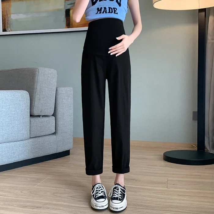 Summer Cotton Loose Maternity Pants Adjustable High Waist Pregnancy Casual Trousers  Comfort Pregnant Women Gestante Pantalones
