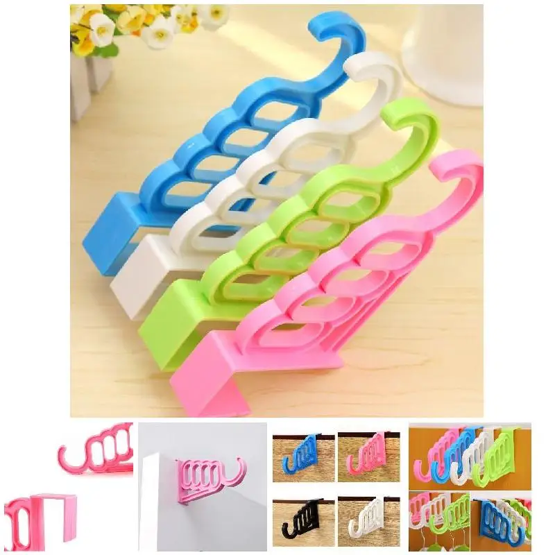 

Multi-Function Home Accessories Foldable Clothes Hanger Drying Rack 5 Hole Suit Bathroom Door Plastic Organizer