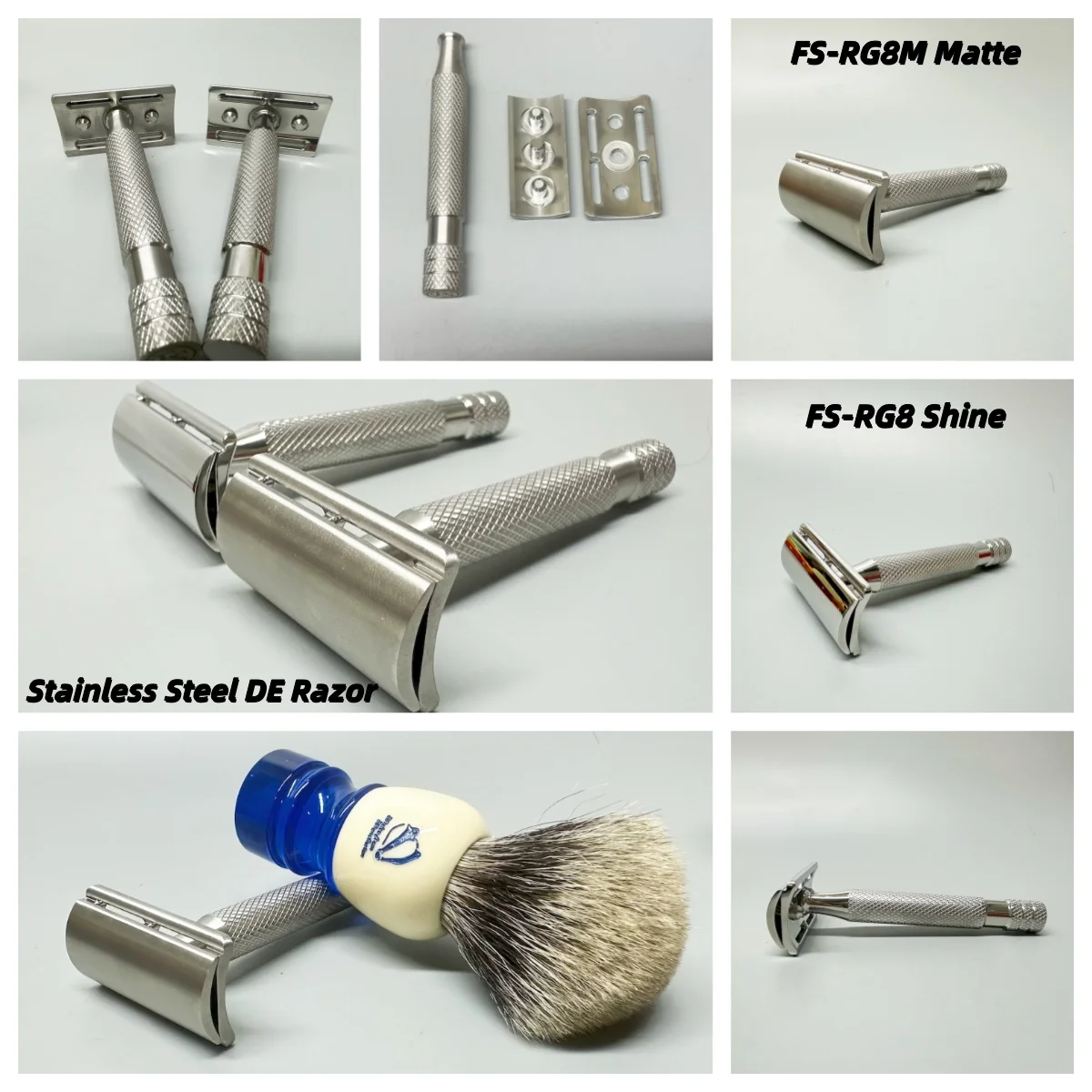 FS-316L безопасная бритва из нержавеющей стали с матовым и блестящим стилем, 100% обработка на станке с ЧПУ, полировка ручной работы
