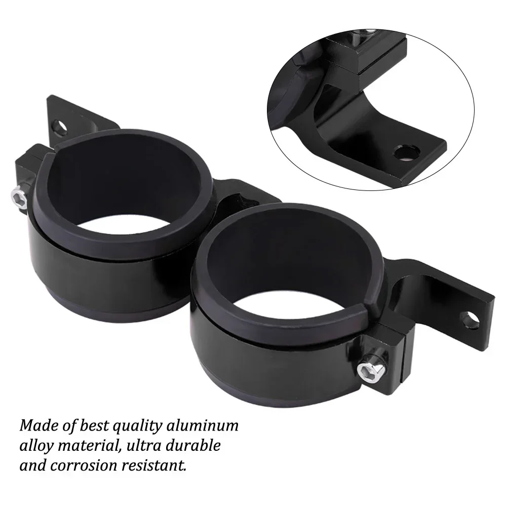 Aluminum Alloy 60mm Car Fuel Pump Mounting Bracket Dual Filter Clamp Cradle Black
