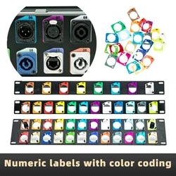 Colored numeric labels for D-sub connectors, suitable for 19-inch 1U/2U rack panels and 86-type panels.