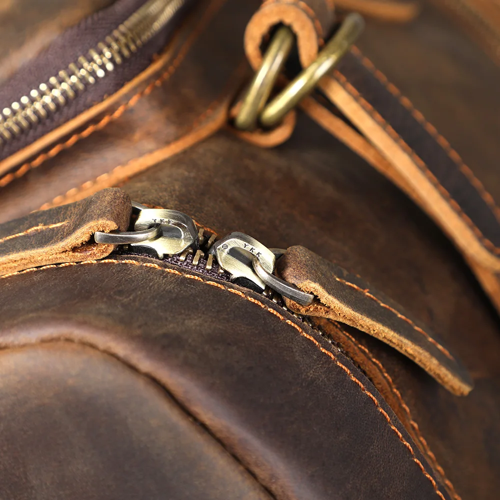 Vintage Echtleder-Rucksack, Laptop-Tasche, Crazy-Horse-Leder-Schultasche, Outdoor-Reise-Weekender-Umhängetasche – Detail 11