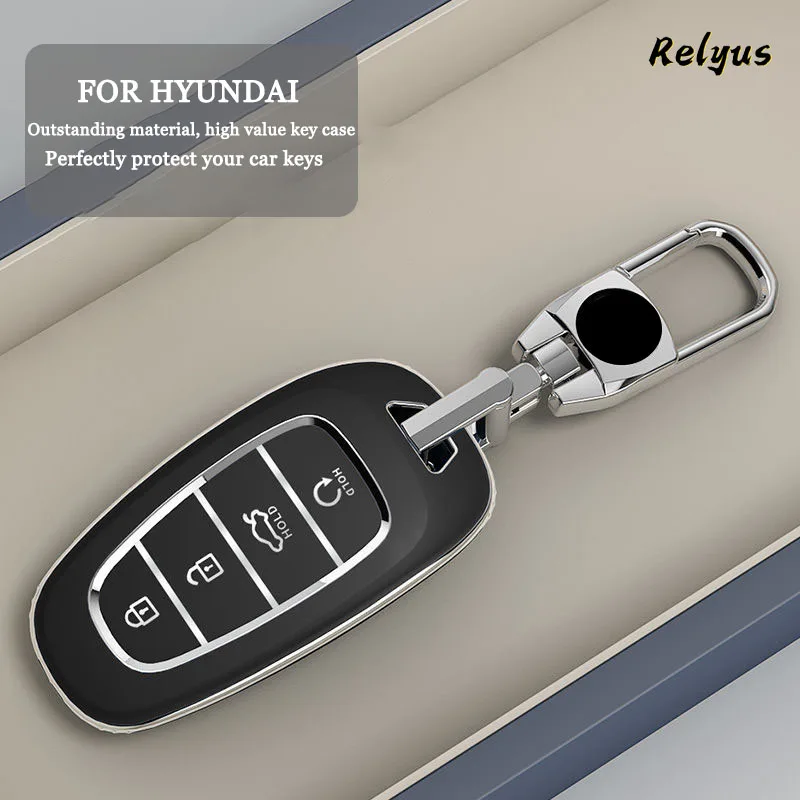 

New TPU Car Key Case Holder Cover For Hyundai Tucson Solaris Sonata Hybrid NEXO NX4 Santafe dn8 Atos Prime 4 Button Accessories