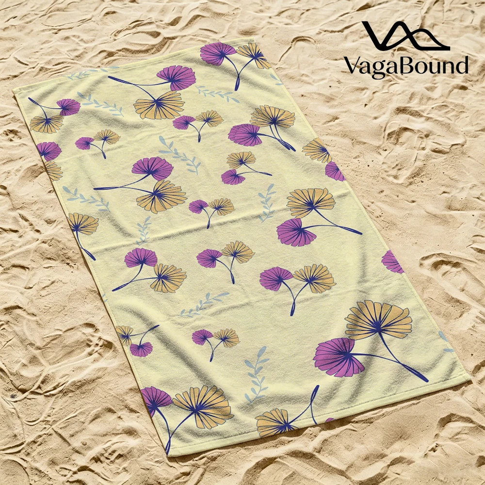 

Ginkgo Floral Print Beach Towel Cartoon Quick Dry Microfiber Bath Towel for Swimming Surfing Camping Unisex Holiday