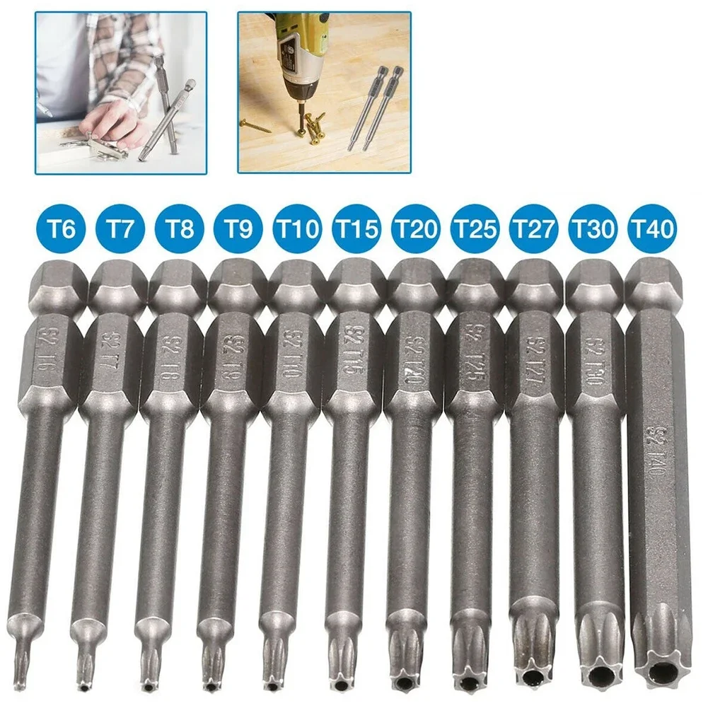 Torx Screwdriver Bit Magnetic Head Screwdriver Set/T7/T8/T9/T10/T15/T20/T25/T27/T30/T40 75mm Extra Long Power Tool Parts