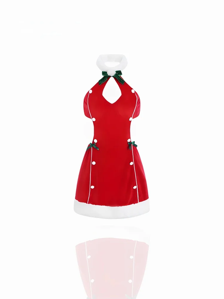 

Original Design Velvet One-Piece Suit Sexy Women's Cisas Date Hanging Ne Hollow out Temptation Sp Dr Pure Desire Red