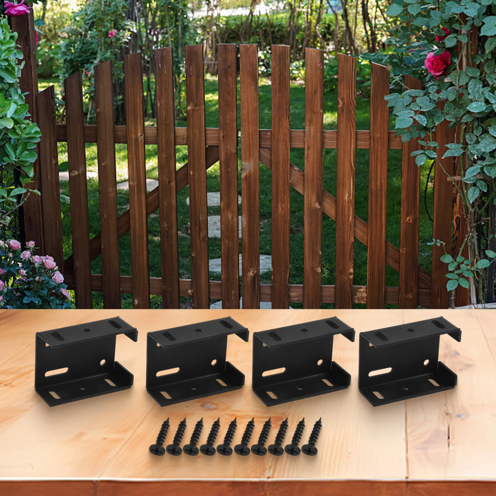 

Heavy Duty Carbon Steel Fence Brackets for Secure Installation 4 Pcs with 40 Screws for Various Fencing Applications