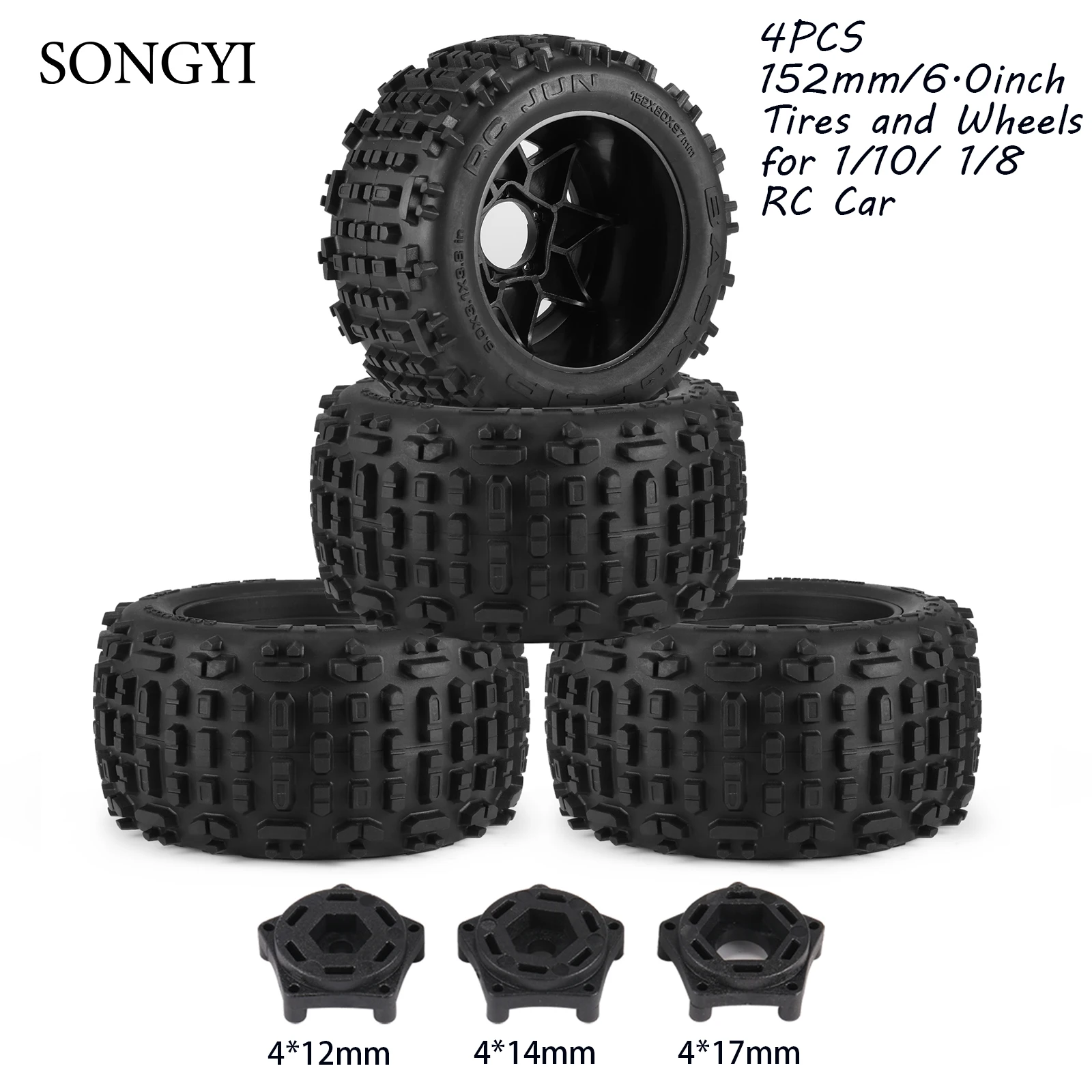 

4 шт., 152 мм/6,0 дюйма, комплект шин и колес для багги, пенопластовые вставки для 1/10 TRX ERevo T-Maxx Kyosho USA-1 Foxx HPI HSP 1/8 KRATON Outcast
