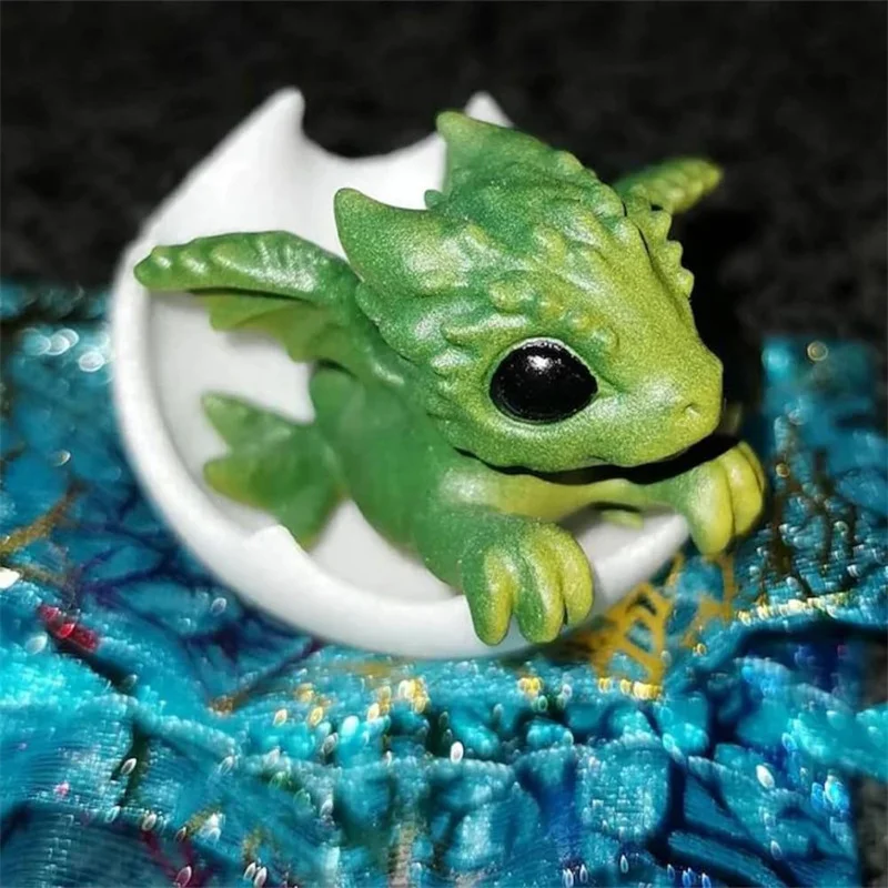 Newborn Dragon In Egg 3D Mini Art Dragon Statue Little Miniature Of Dragon Hatching Dragon Newborn Ocean-Clear Resin