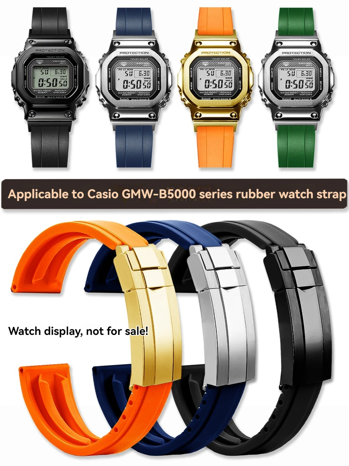 gmw-b5000 rubber Strap For Casio G-SHOCK GMW-B5000 GM-B2100 Series Modified Soft Waterproof Men's Rubber Sports Watch Band 22mm