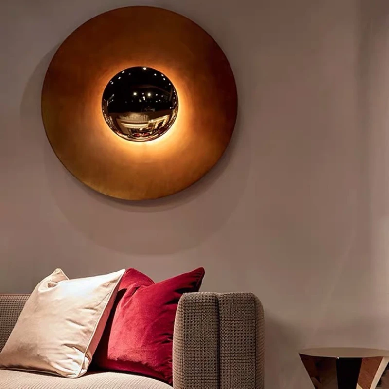 

Modern minimalist designer lamps porch bedroom bedside decoration round background wall creative personality flying saucer wall