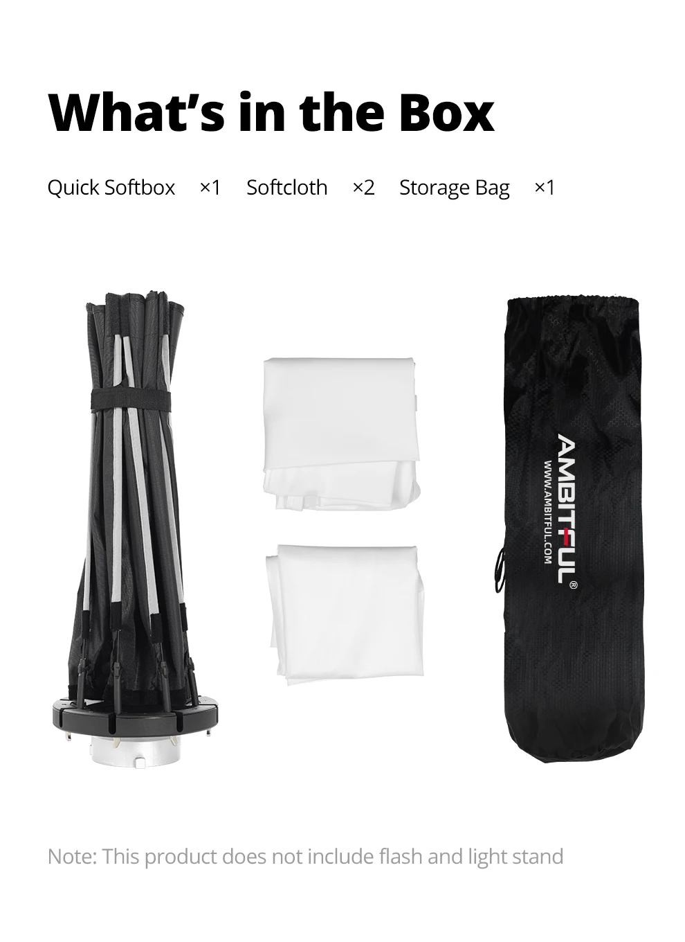 AMBITFUL QS 65 cm 90 cm Bowens-Halterung, Schnellmontage-Softbox mit Gitter für Kamerablitz, Speedlite-LED-Licht, weiche Lichtbox, matte Box – Detail 11