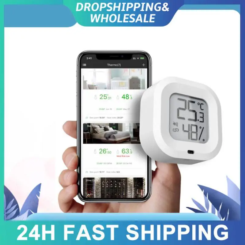 

Mini Bluetooth5.0 Temperature Humidity Sensor LCD Digital Home Thermometer Monitoring Hygrometer Detector APP Real-time Display