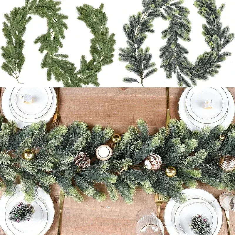 

1pcs Artificial Norfolk Pine Garlands, Real Touch Winter Pine Garland, Green Artificial Greenery Garland for Table, Mantle, Wall