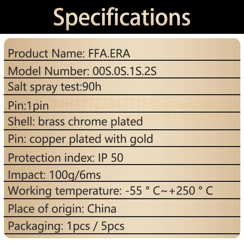 Coaxial single core. 00S.0S.1S.2SFFA plug. ERA socket. Push pull self-locking metal connector.