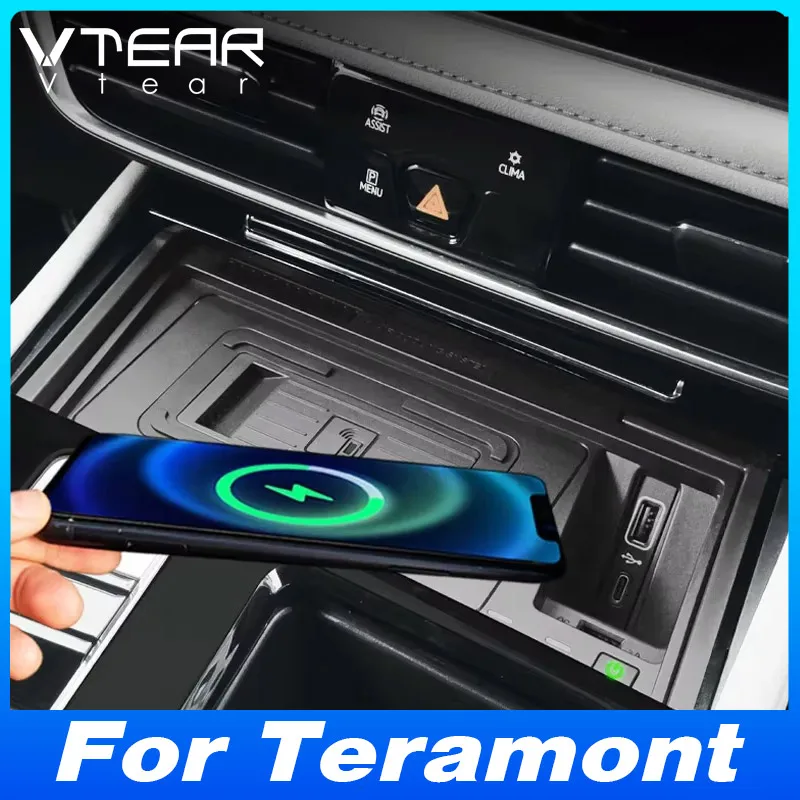 

Для VW Atlas/Teramont (2020-2023) Беспроводное автомобильное зарядное устройство - адаптер панели мобильного телефона с быстрой зарядкой | Аксессуар для модификации автомобиля