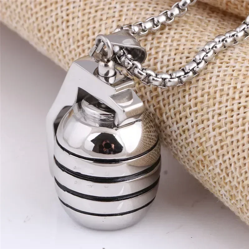 Hot Sale Stainless Steel Grenade Creative Domineering Pendant Necklace Crystal from Austrian Fit Men For party